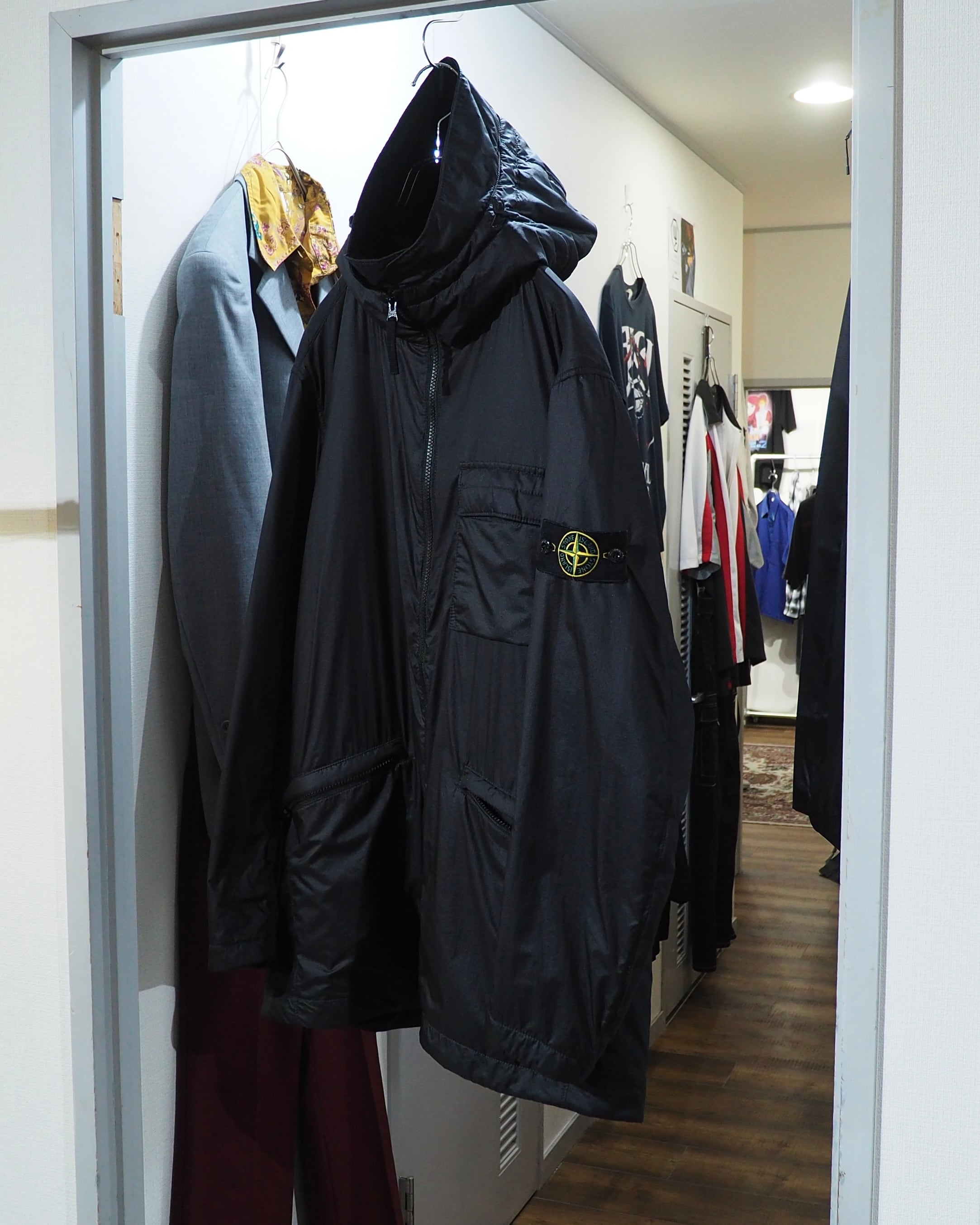 " Stone Island " Bio Based Ripstop Nylon Primaloft Black Hooded Jacket