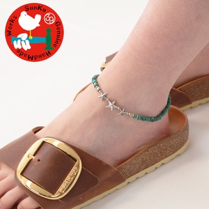 Sunku 39 [サンク] Star Beads Anklet Turquoise Beads  [SK-144-TUQ] スタービーズアンクレット・ターコイズビーズ・ブレスレット・シルバー 925・MEN'S/LADY'S [2022SS] FREE-Turquoise