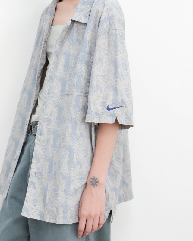 1990s NIKE - abstract open collar shirt