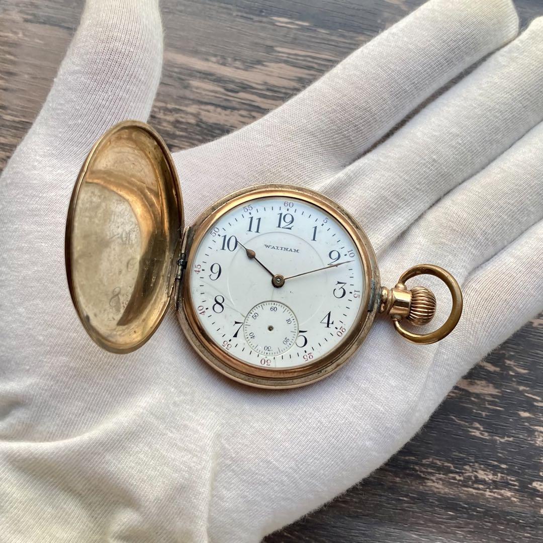 懐中時計ウォルサムWaltham手巻き1899年製ダブルハンターケース動作良好SIKアンティークウォッチ