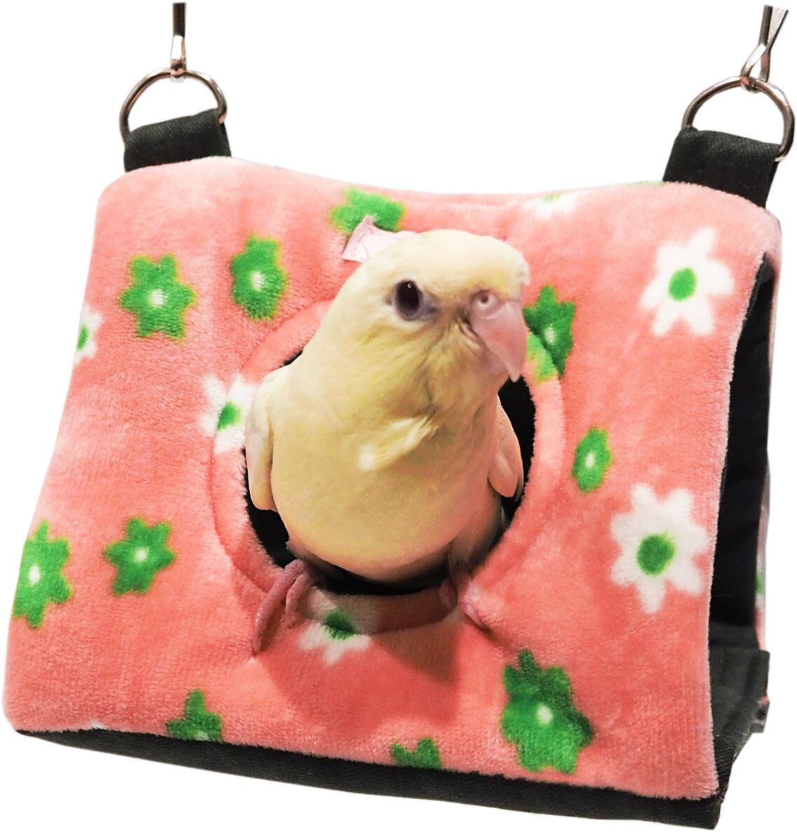 【小鳥用品】お花のさんかくトンネル(S)　ピンク/ブラウン