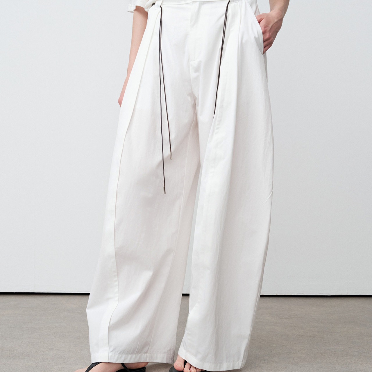 Drawstring Wide Leg Full Length Pants  T4537
