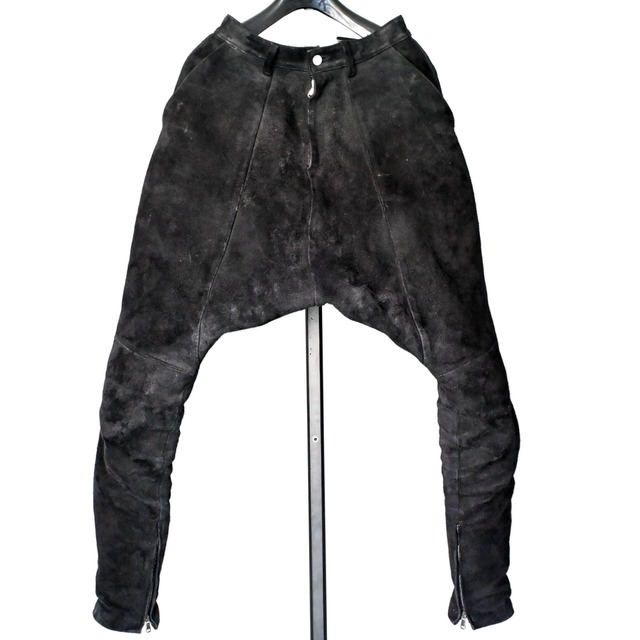 【Sarrouel leather pants】熊本フルタンニンホーススエード Smoky Black