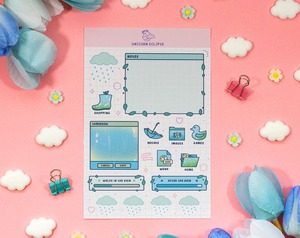 雨の日のステッカーシート　Rainy Day Sticker Sheet【Unicorn Eclipse】[UE-15]