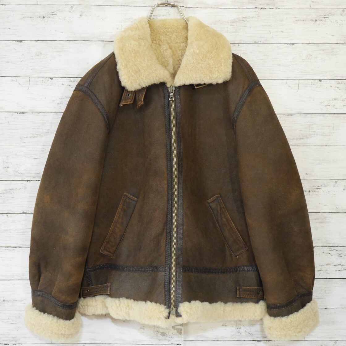 B3 B-3 ヴィンテージ シープスキンレザー スエード フライトジャケット  