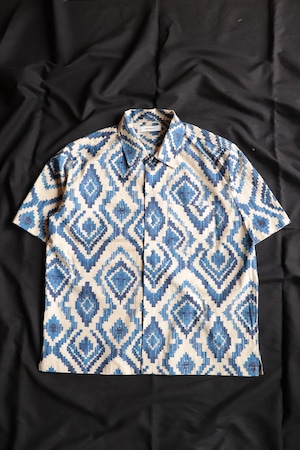 Johnbull/ジョンブル pattern open collar S/S shirt JM262S13