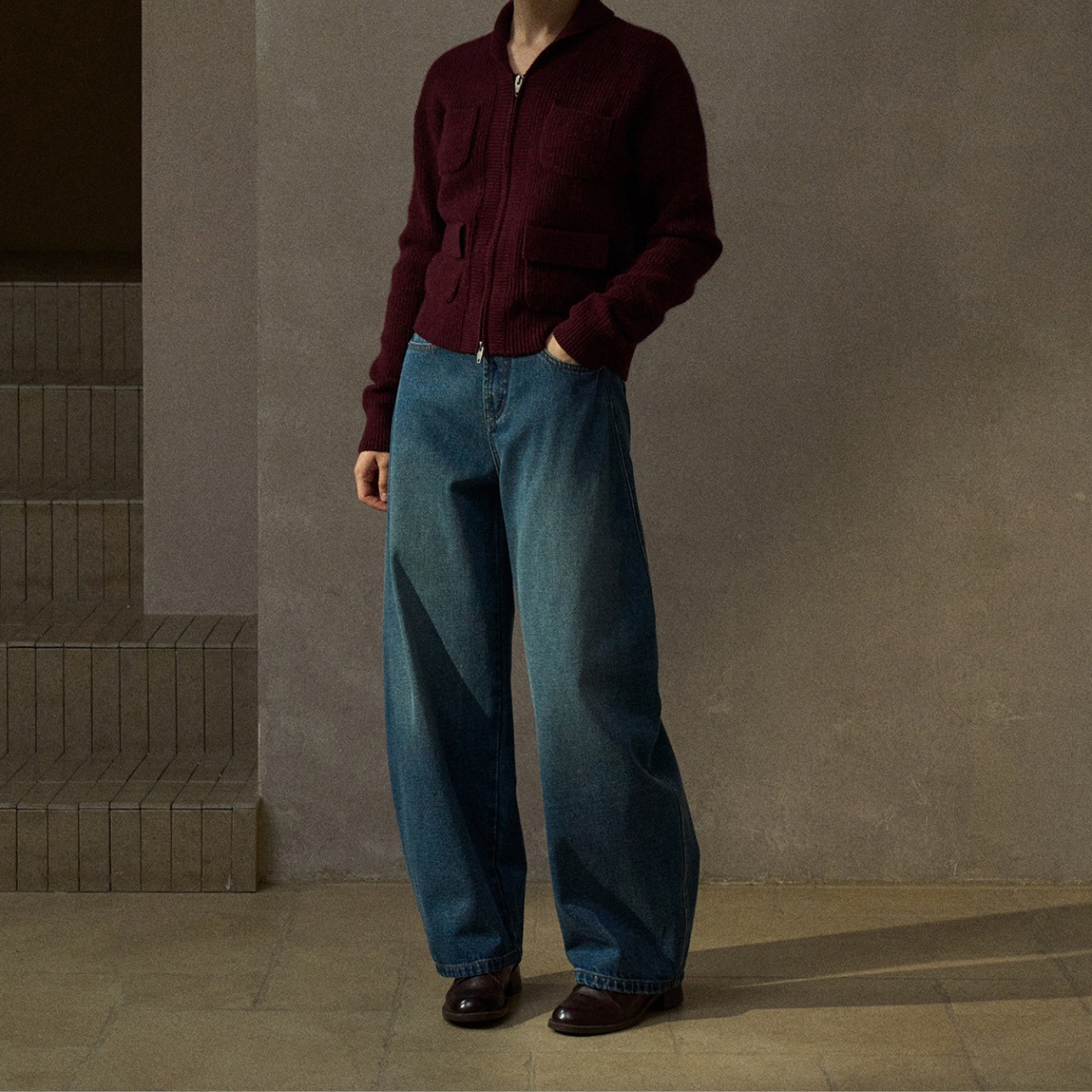 Relaxed Wide-Leg Denim Pants T3918