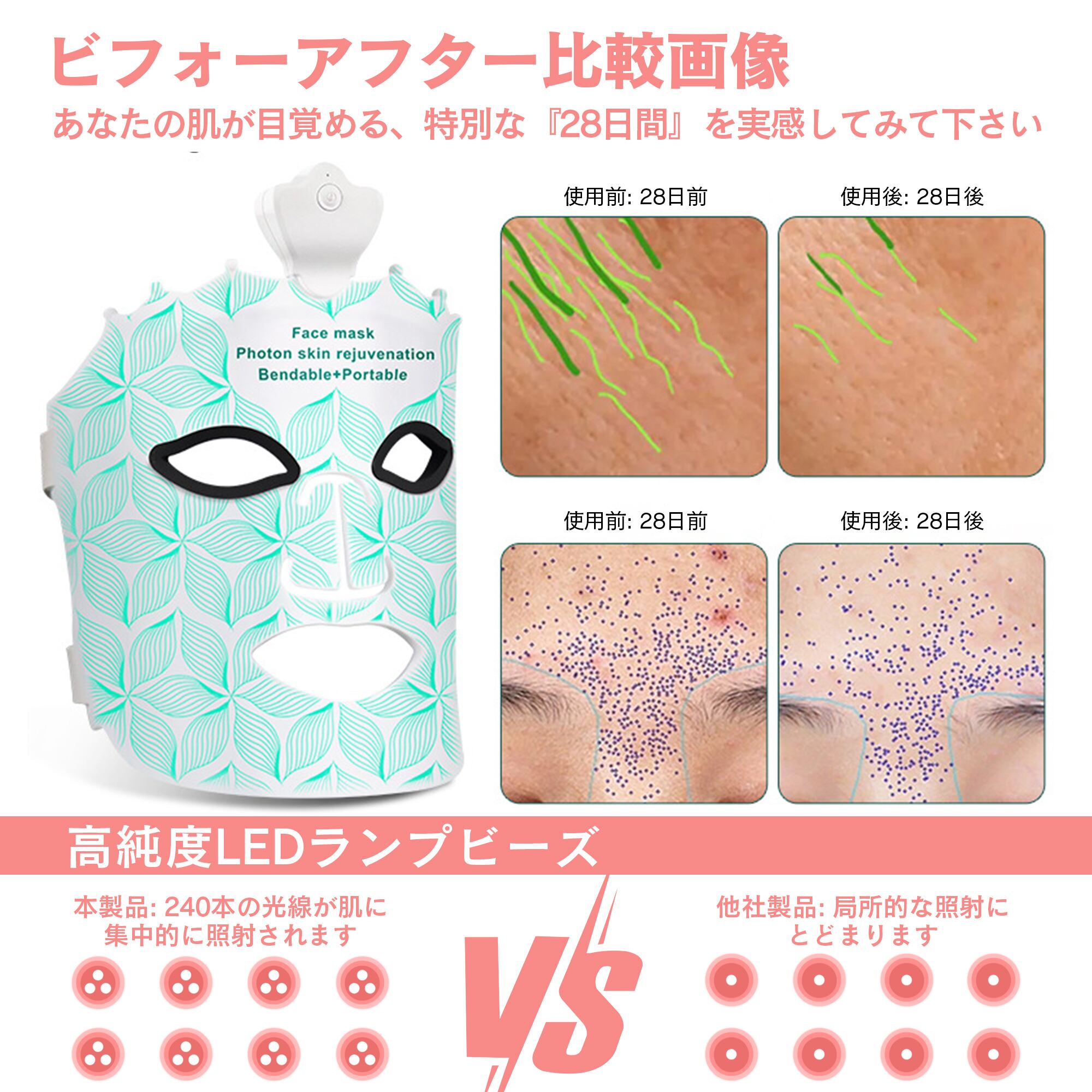7色LED美容器 LEDマスク 美顔器 リフトアップ 自宅エステ 光エステ