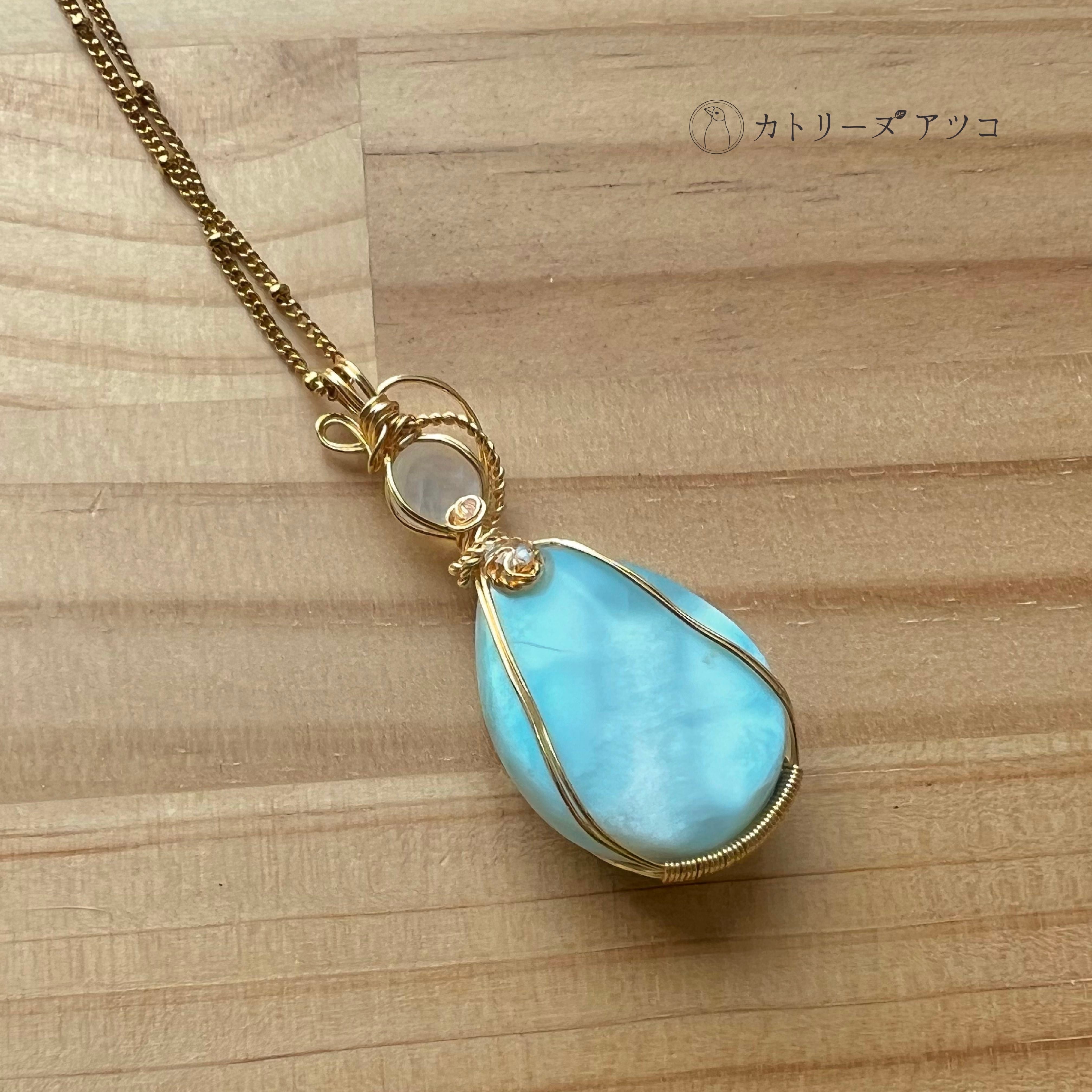 ホワイトラブラドライト×ラリマーのネックレス | 天然石アクセサリー