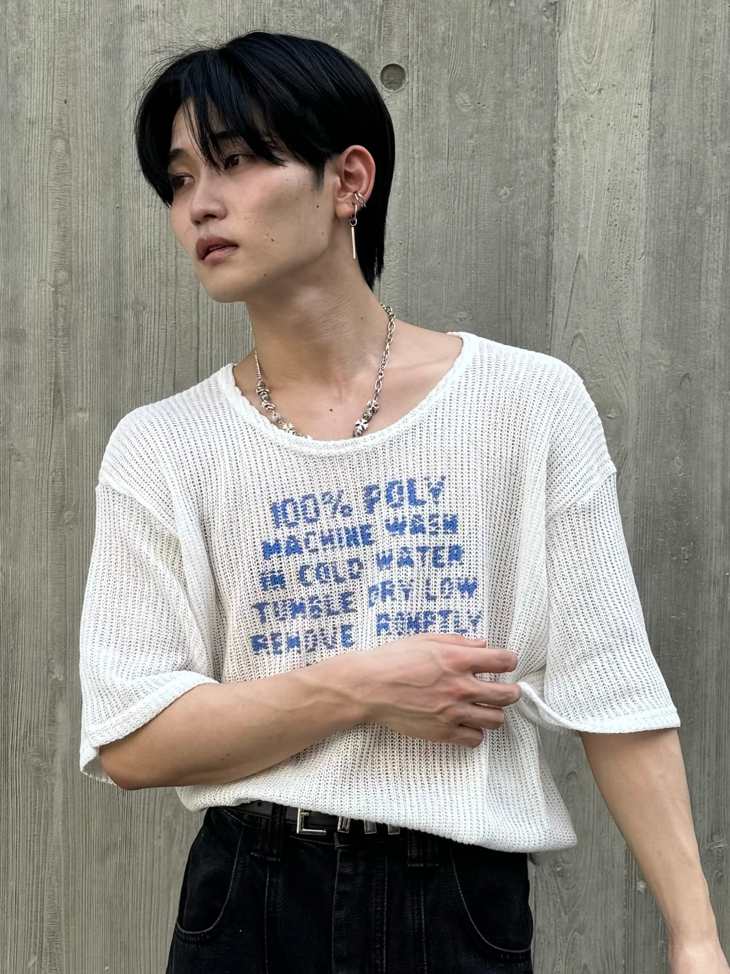ALUDE SELECT】logo print sheer knit(3color) | 【ALUDE】韓国メンズ