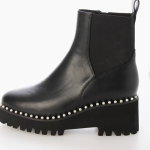 パール 6.5cm厚底ソールサイドゴアショートブーツ