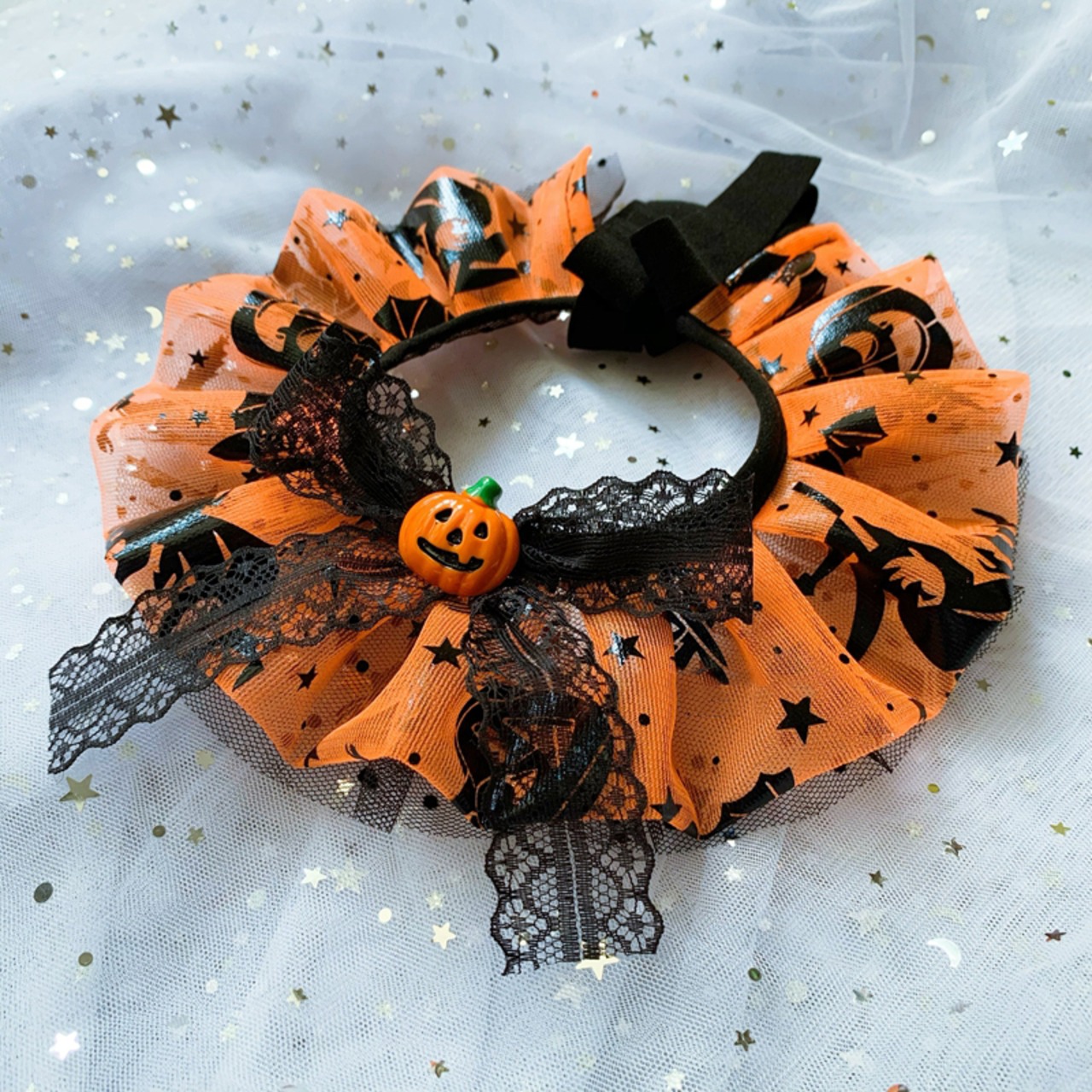 【PET】ハロウィン上品な手作りリボン付きレーススタイ