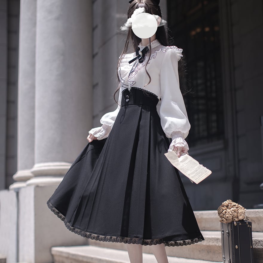 量産型 クラロリ ワンピース フリル レース ロング丈 清楚系 ロリィタ