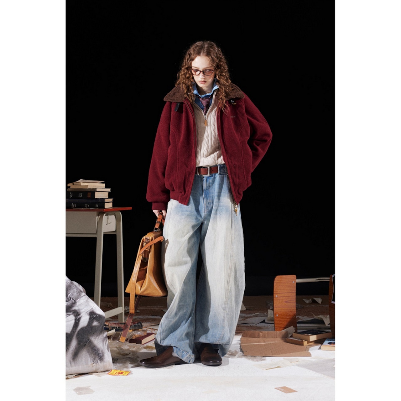 【暖かさUP】ストリート ラペル ムートンコート 中綿ジャケット T1973