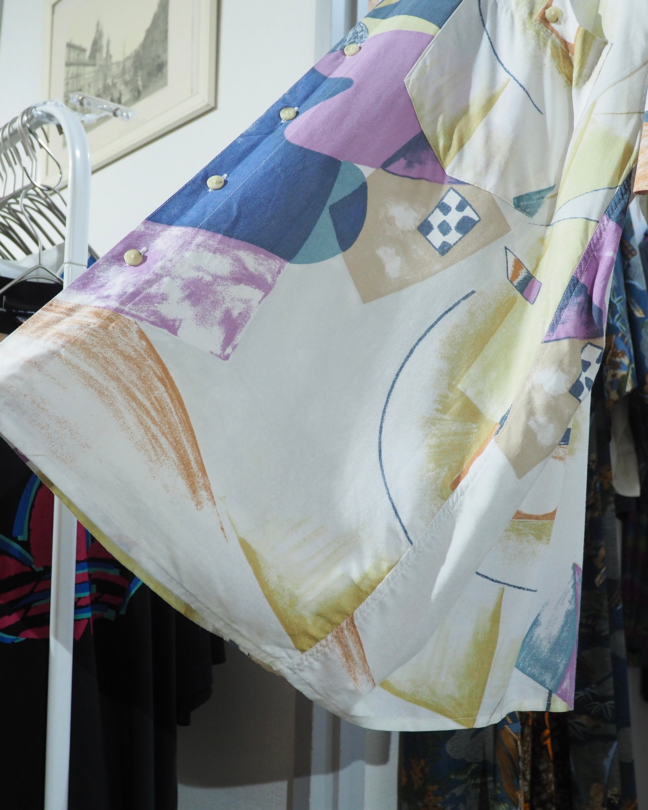 1990s Colorful Abstract art printed vintage loose SS shirt
