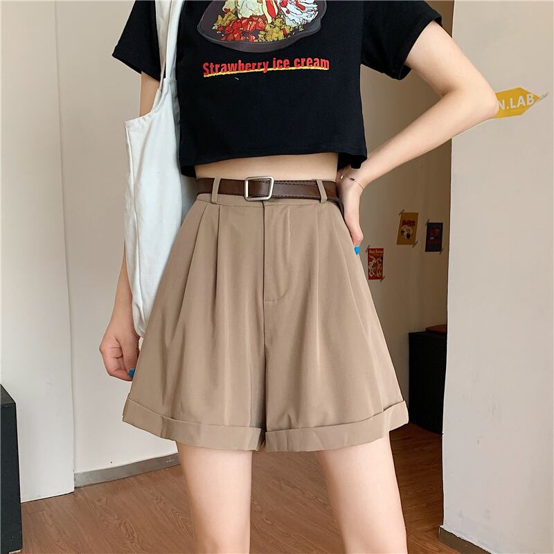 送料無料 着回し抜群 双子コーデに ベルト付 シンプル ショートパンツ カジュアルコーデ ボトムス Lamitte Deco トレンド 韓国ファッション ショップ Base店