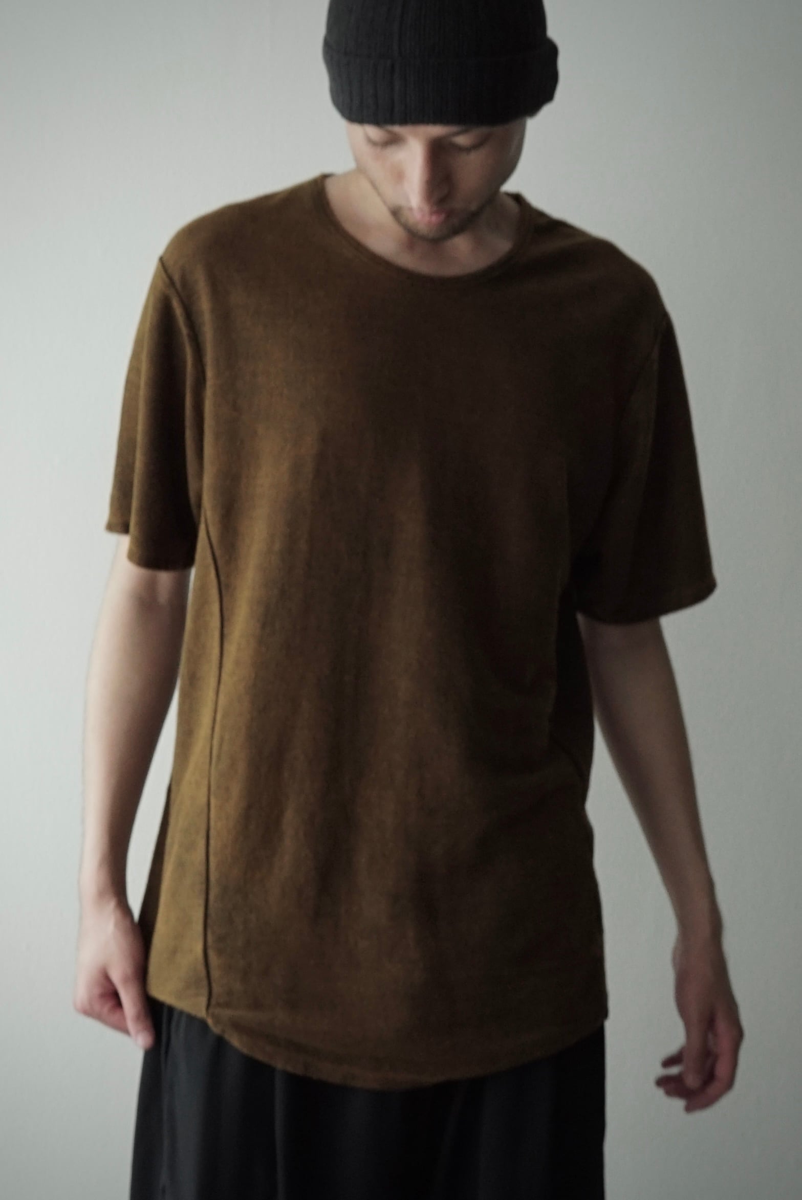 Natural Dyed Linen Heavy Jersey / Solid H/S Tee Tee (赤墨)