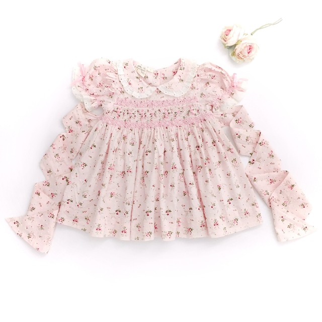 スモッキングワンピース ベビーピンク ローズ Heart Spring スモッキングワンピースと可愛い子供服