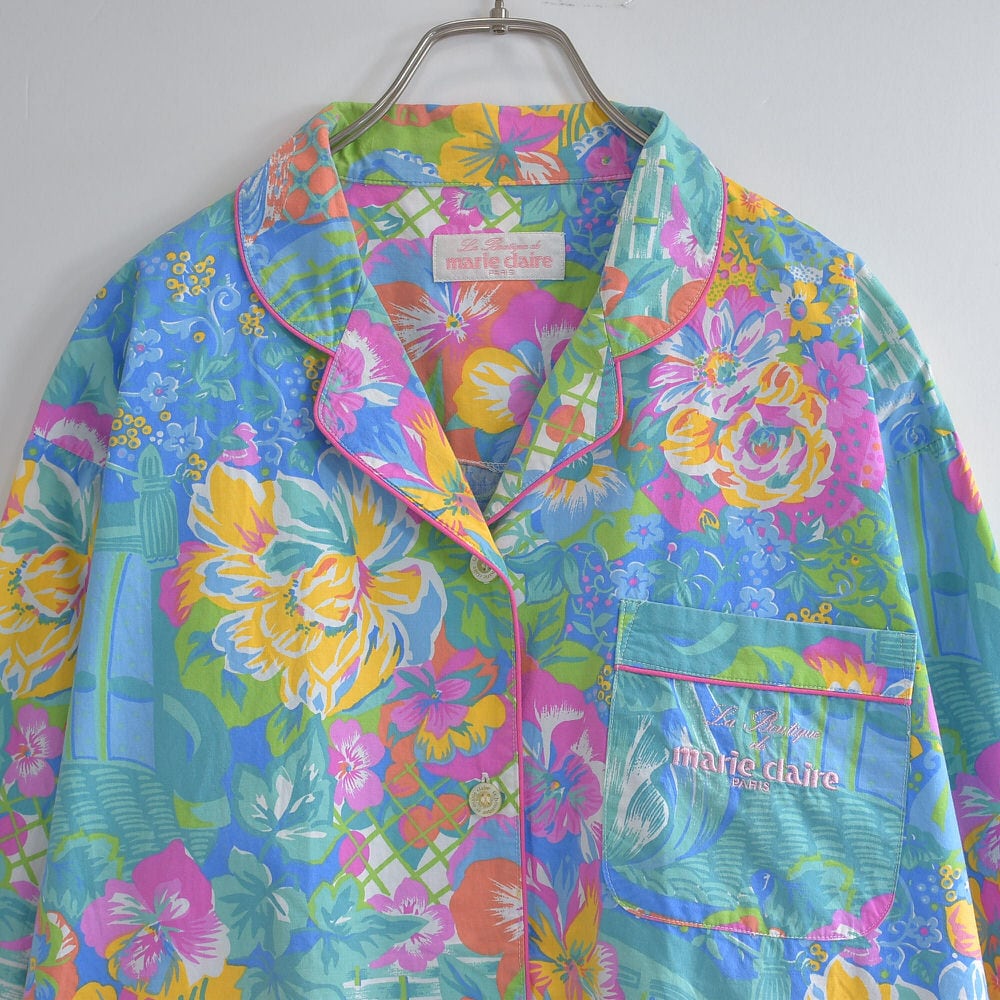 古着　ヴィンテージ　シャツ　パジャマシャツ　総柄　総柄シャツ　カラフル　派手 60's BRENT 総柄 パジャマシャツ - used&vintage box Hi-smile