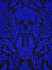 【受注商品】RumiRockセオαゆかた「ドクロ更紗」青×黒　[A765]