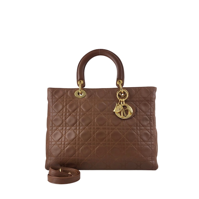 Christian Dior クリスチャン ディオール レディディオール ショルダーバッグ ブラウン カナージュ レザー 2WAY vintage ヴィンテージ オールド 8c3nvp