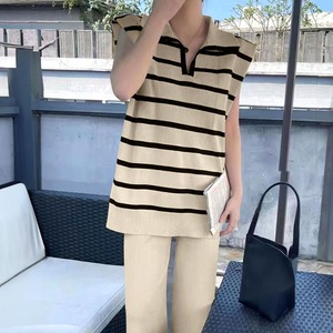 サマーニット 韓国 セットアップ レディース おしゃれ きれいめ 大人 かわいい フレンチスリーブ トップス ワイドパンツ 上下セット 大人可愛い 大人女子