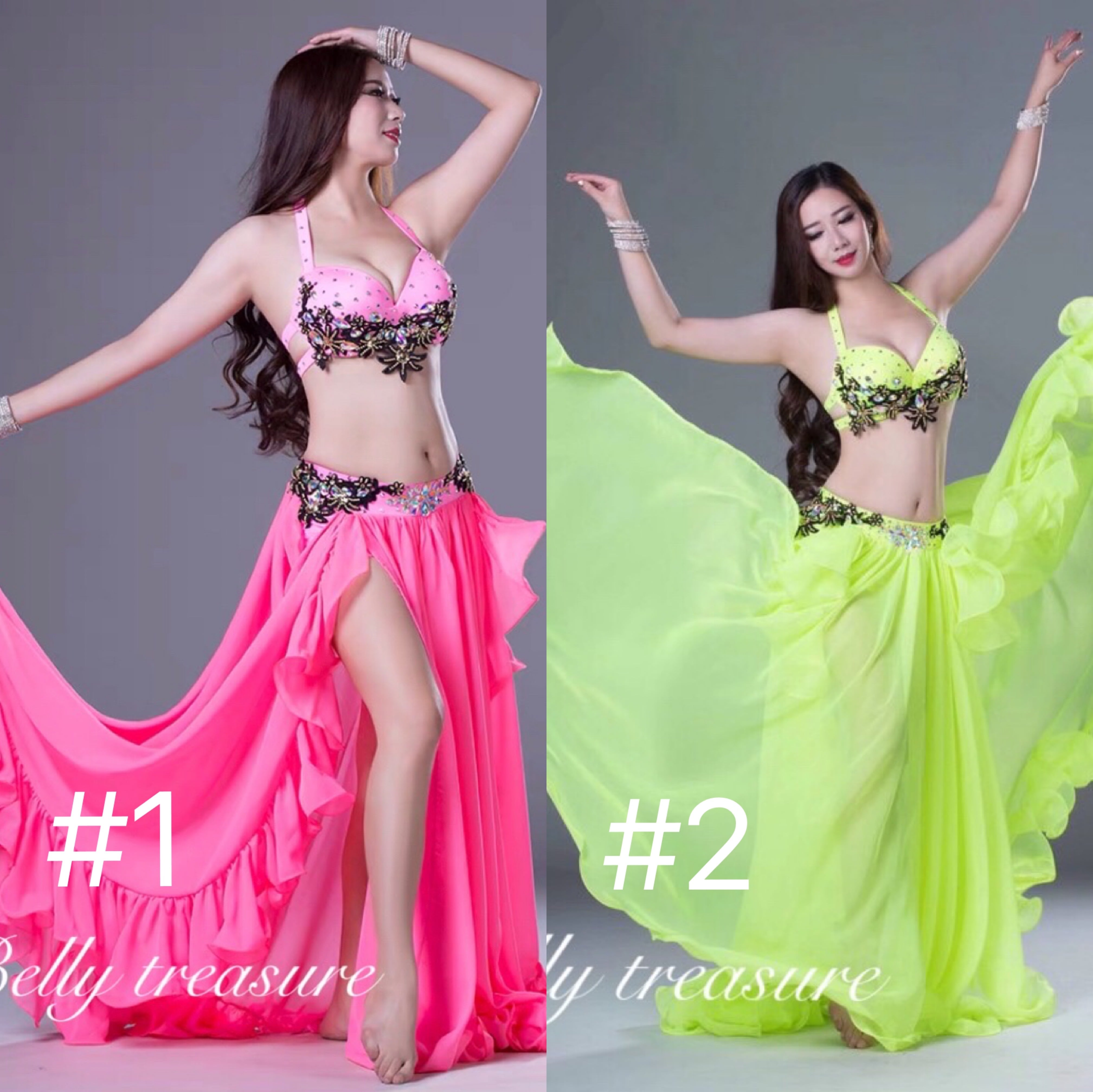 ベリーダンスオーダーメイド舞台衣装WZY0002 イエロー/ピンク