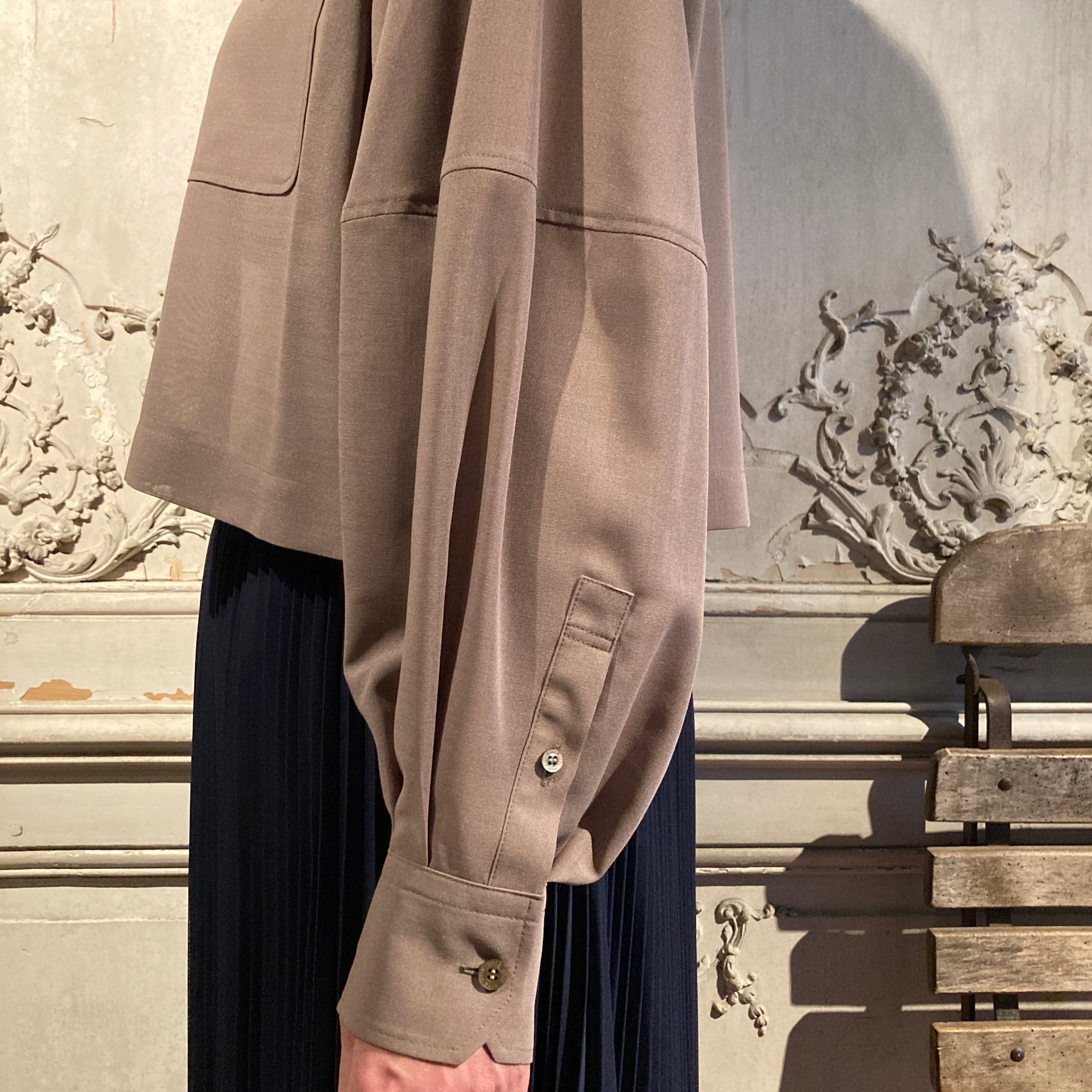 HYKE【ハイク】 T/W VOILE BALLOON SLEEVE CROPPED SHIRT (15257