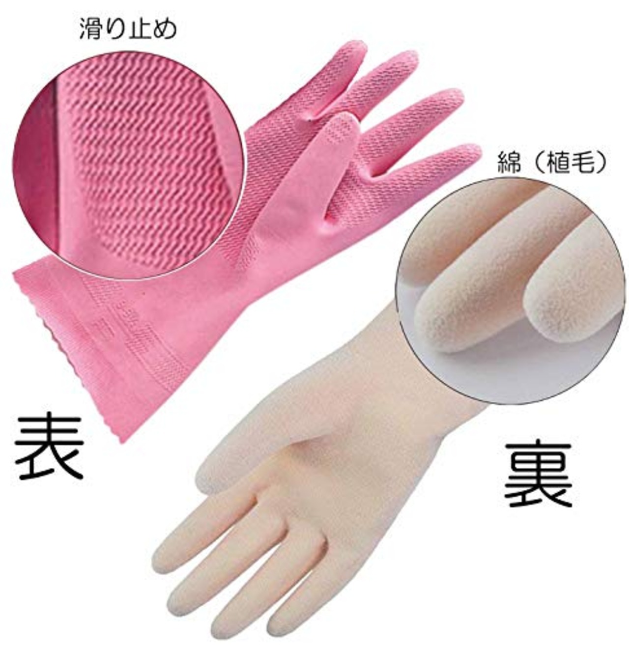 ポケット ゴム手袋 厚手(敏感肌 に 天然ゴム 抗菌 防臭 綿植毛 加工) LLサイズ 色選べません