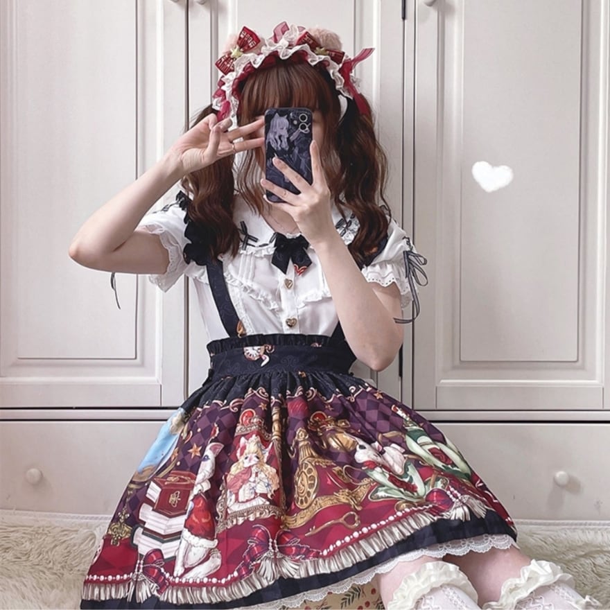 甘ロリ スカート プリント柄 クラウンベアー 量産型 lolita｜SEASONZ