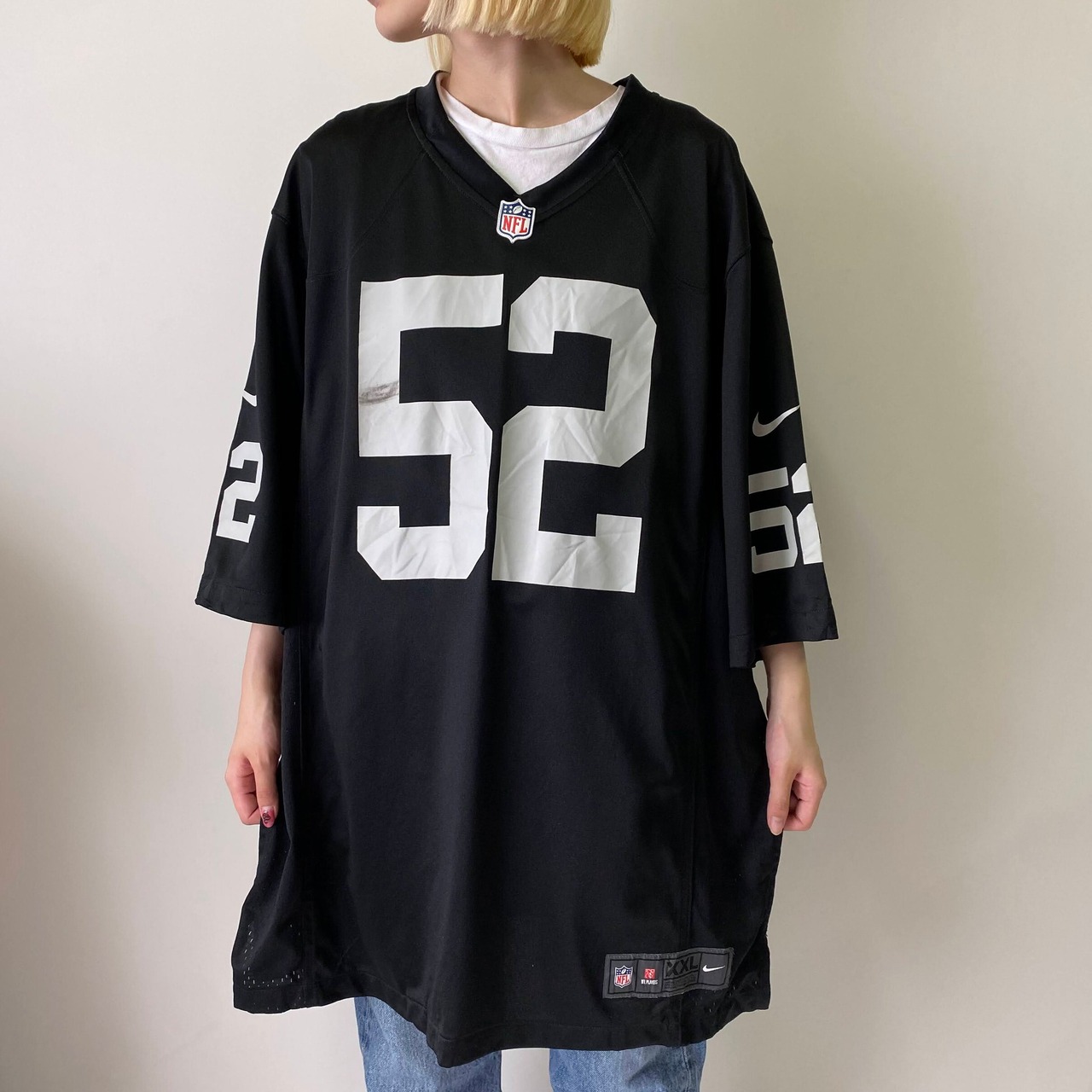 NFL New England Patriots 黒 鬼フェード 古着 Tシャツ 