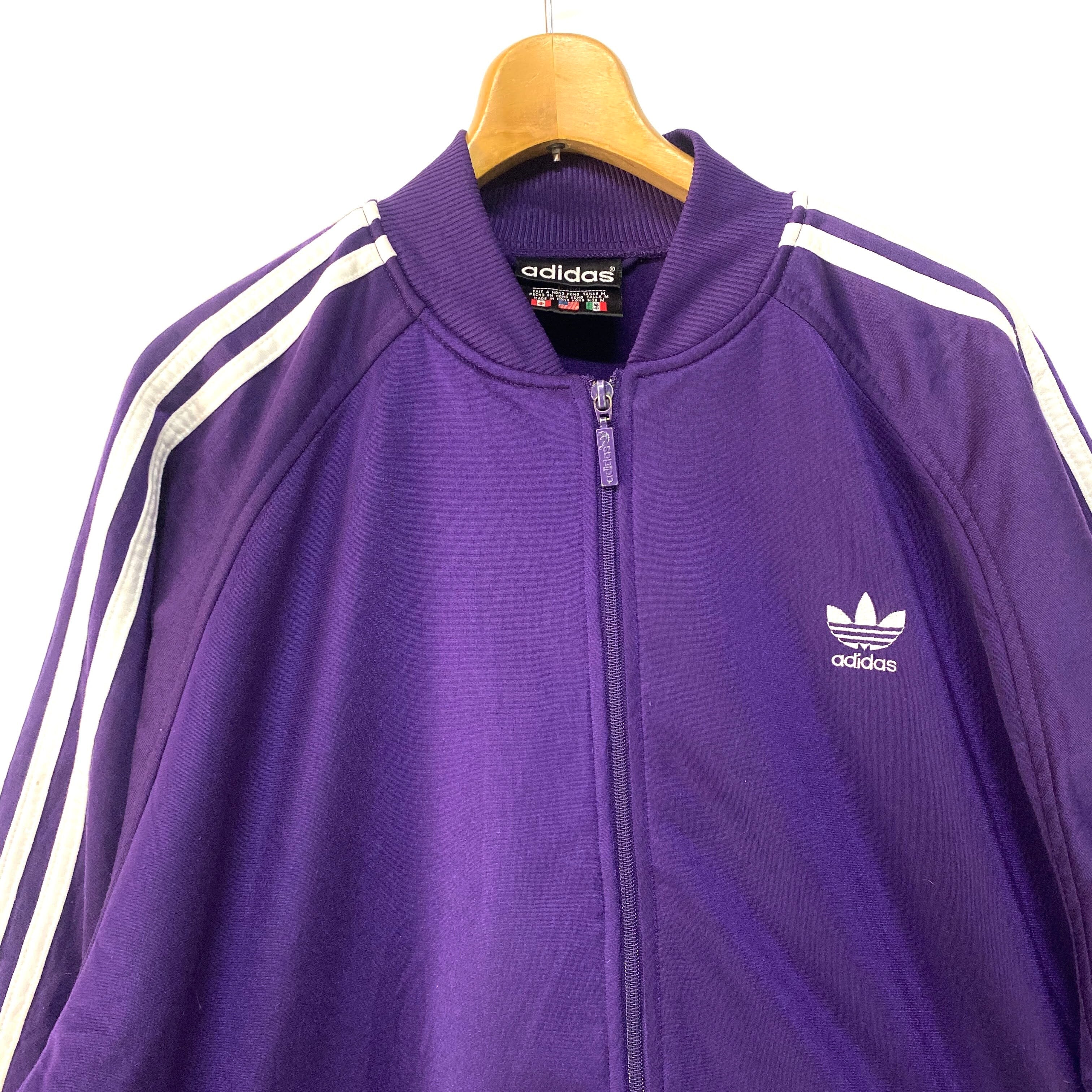 80 90年代 台湾製 Adidas アディダス ジャージ トラックジャケット メンズｍ パープル 紫 ジャージ トラックジャケット Cave 古着屋 公式 古着通販サイト