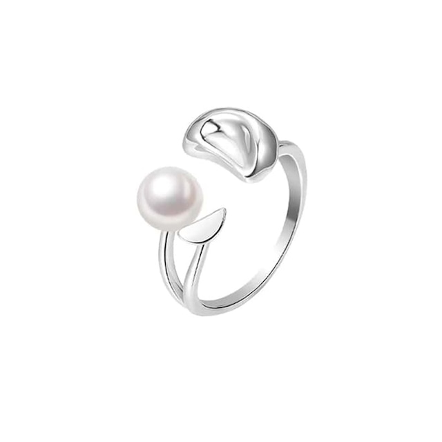 Silver pearl open ring　MA52