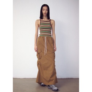 Side Gathered Long Cargo Skirt