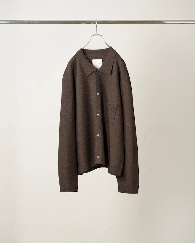 ANCELLM / SHETLAND WOOL KNIT SHIRT (BROWN)
