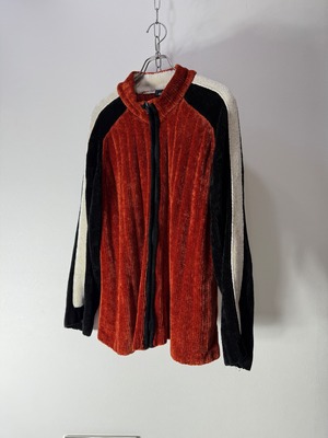 90’s Velour Touch Chenille Knit Zip-Up Jacket
