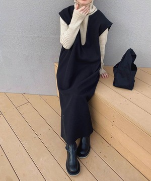 ロングベスト◆キーネックワンピース【a-50136】