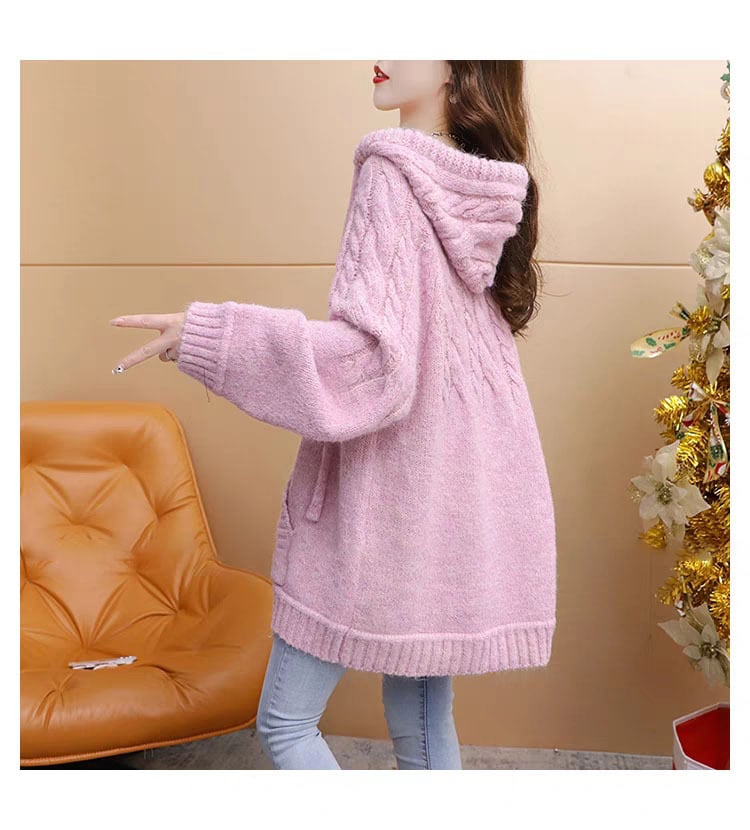 tops】フード付きニットセーター M20119 | nanastyle