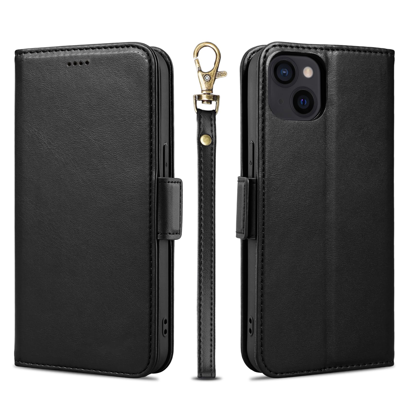 【Keallce】 iPhone 14 ケース 手帳型 iPhone14 手帳型 ケース アイフォン14 ケース カバー アイホン14 ストラップ付き スタンド機能付き 財布型 カード収納 マグネット式 レザー 耐摩擦 耐衝撃 肌触り良い 全面保護 スマホケース アイフォン14 専用手帳型ケース 6.1inch ブラック