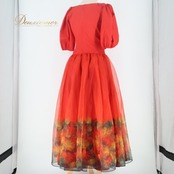 フラダンス 衣装 ワンピース ドレス レッド系 アロハスタンダード 日本製 ハワイアン アロハ ALOHA STANDARDS 無地 オーガンジー生地 パフスリーブ レッスン 練習 ブラック系 イエロー系 赤 黒 黄 華やか 鮮やか おしゃれ 上品 かわいい フラダンス衣装 オーガンジーワンピース パーティー用 赤系 フェミニン エレガント 大人 上品な印象 ステージ衣装 かわいいデザイン