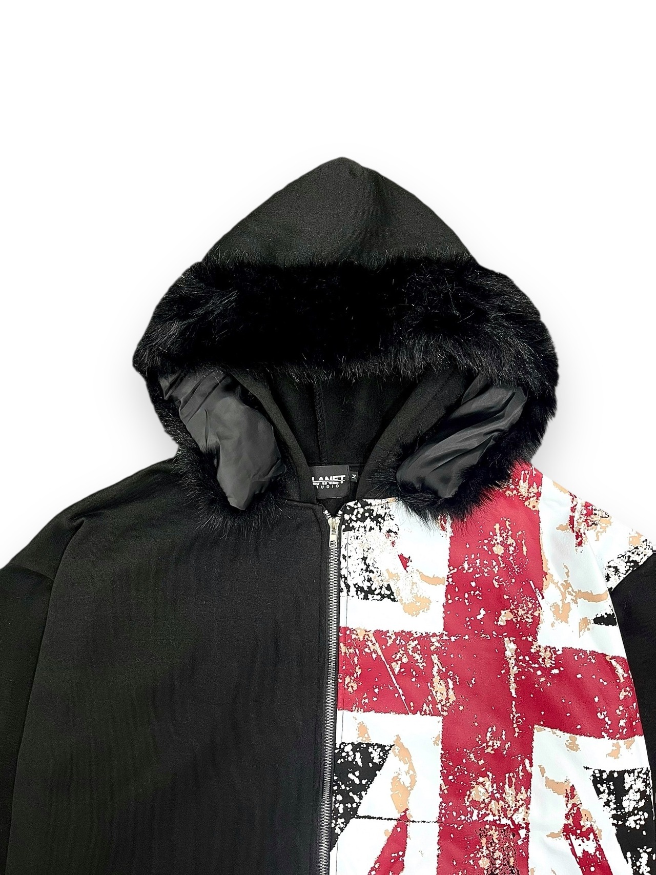 【PLANET STUDIO】ruined union fur zip hoodie