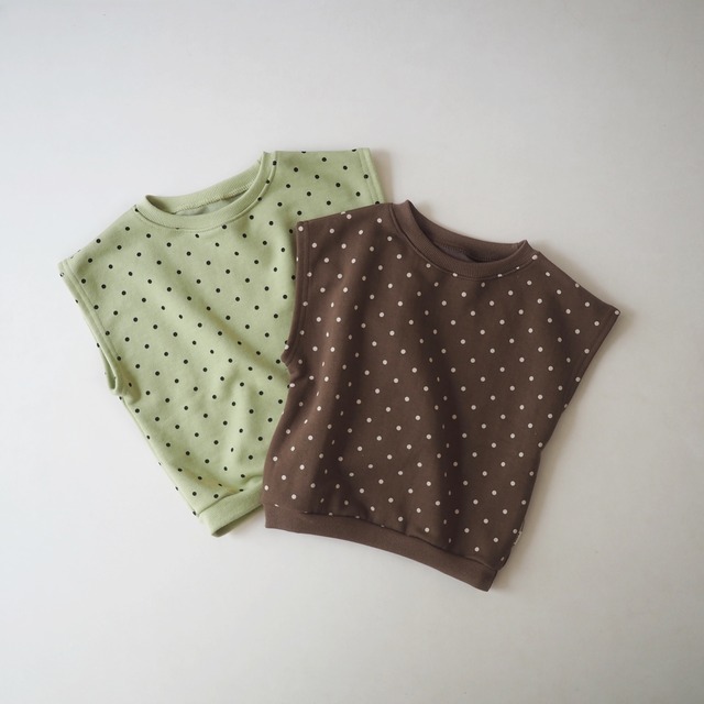 即納 Aosta．Polka Dot Puffy Vest［70-110］※一部お取り寄せ