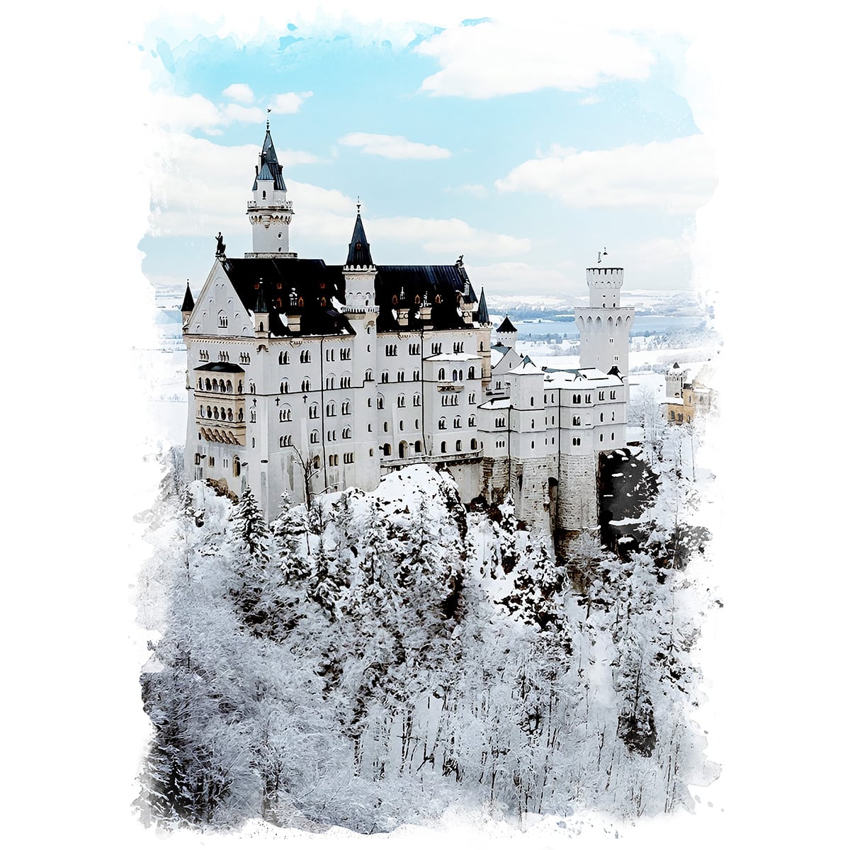 絵画 風景画(街並み) 冬 雪のフランス パリ モンマルトル 絵画 風景画(街並み) 冬 雪のフランス パリ モンマルトル