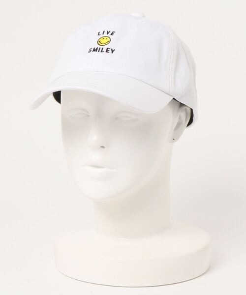 SMILEY FACE (スマイリーフェイス) LIVE SMILEY 刺繍 キャップ 帽子 ホワイト SMC-001