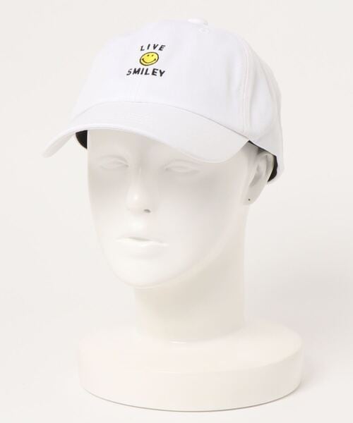 SMILEY FACE (スマイリーフェイス) LIVE SMILEY 刺繍 キャップ 帽子 ホワイト SMC-001