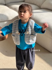 韓国子供服 / 26winter / cream bbang / ニューヨークピーチ刺繍Tシャツ / キッズ / 冬服 *XXS~JS*