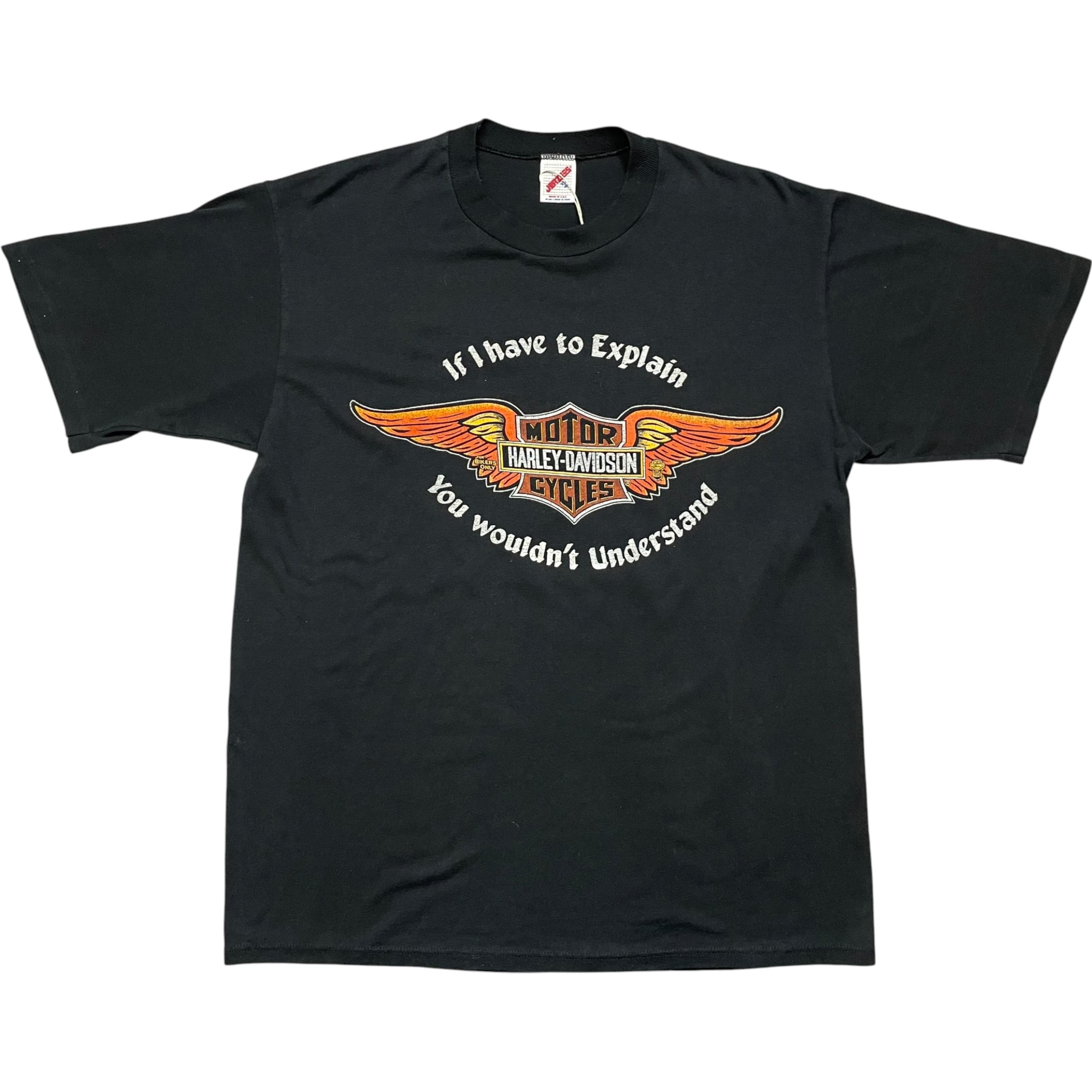 《XL》 Harley-Davidson ハーレーダビッドソン Tシャツ ブラック プリントデザイン USA製 80年代 vintage no.10056