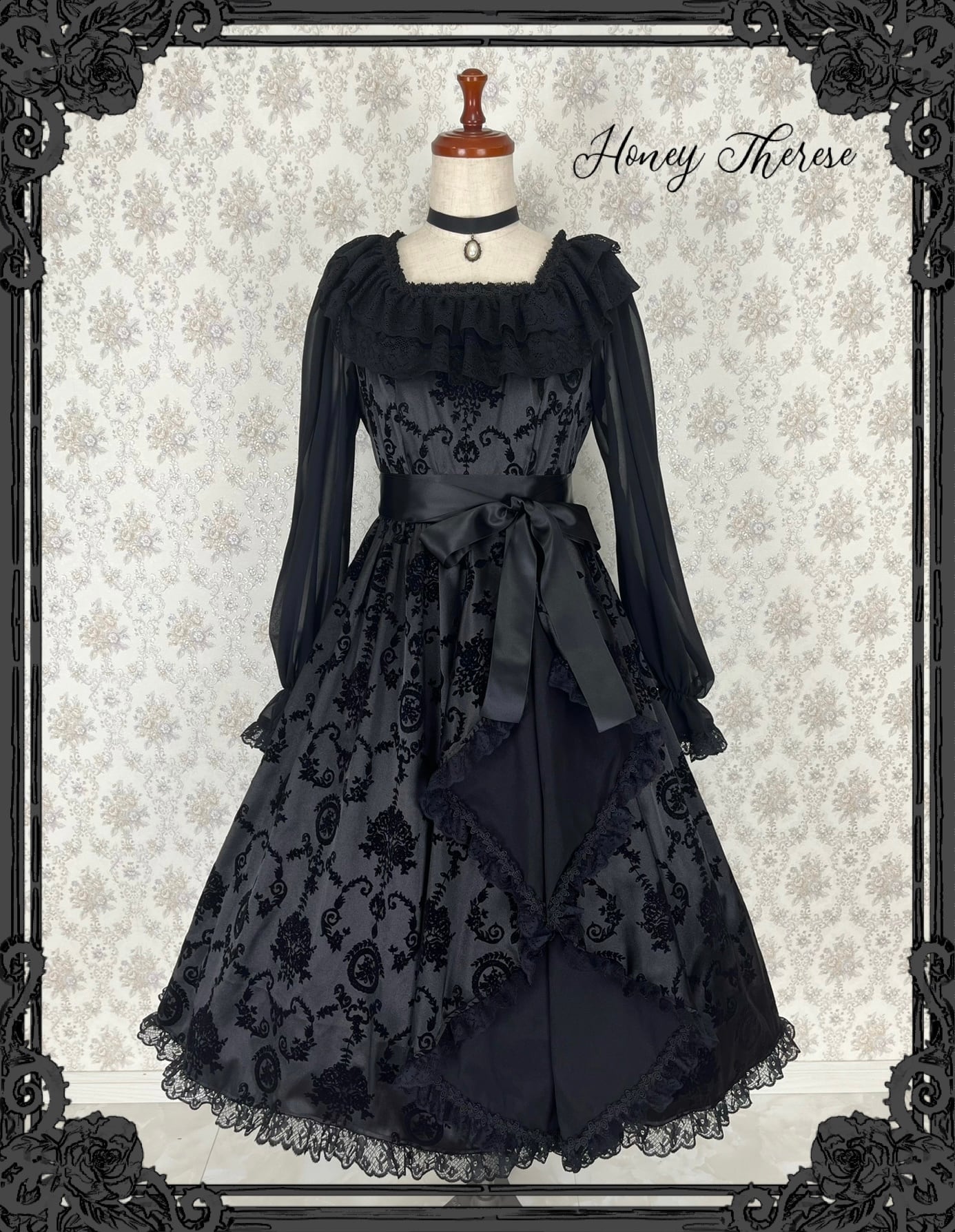 【ご予約券】ローズノワールワンピース(ブラック/ホワイト)