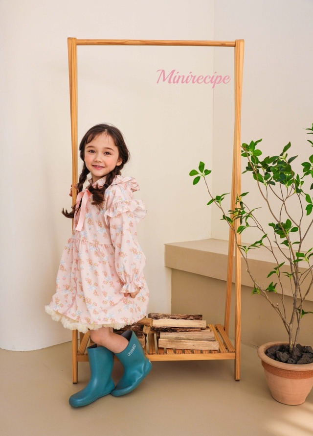ラスト1 yellowL【即納】<minirecipe>  Floral rain coat