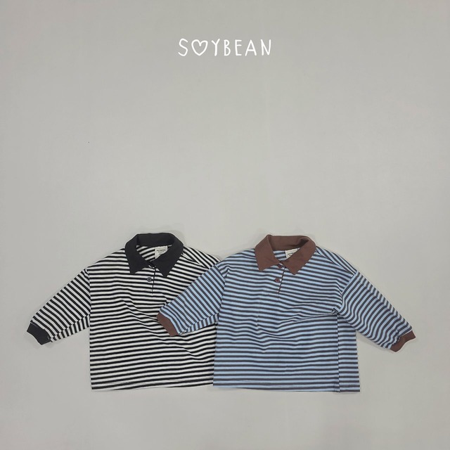 【ﾉﾍﾞﾙﾃｨ＆送料無料】Striped collared sweatshirt / soy bean